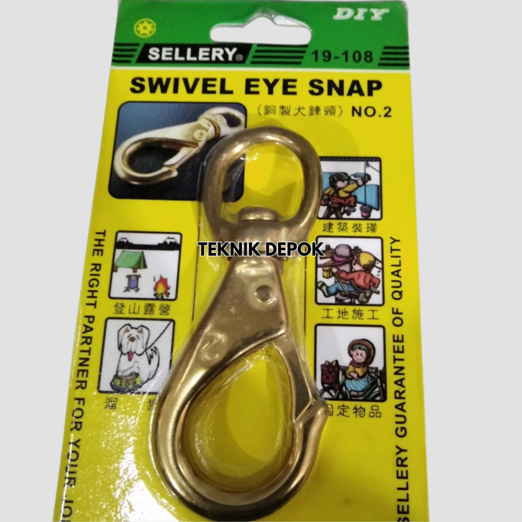 Swivel Eye Snap No 2 Kuningan Kuat Beban Maximal 160 kg Jepitan Pengait Rantai Seling Sling Hook San
