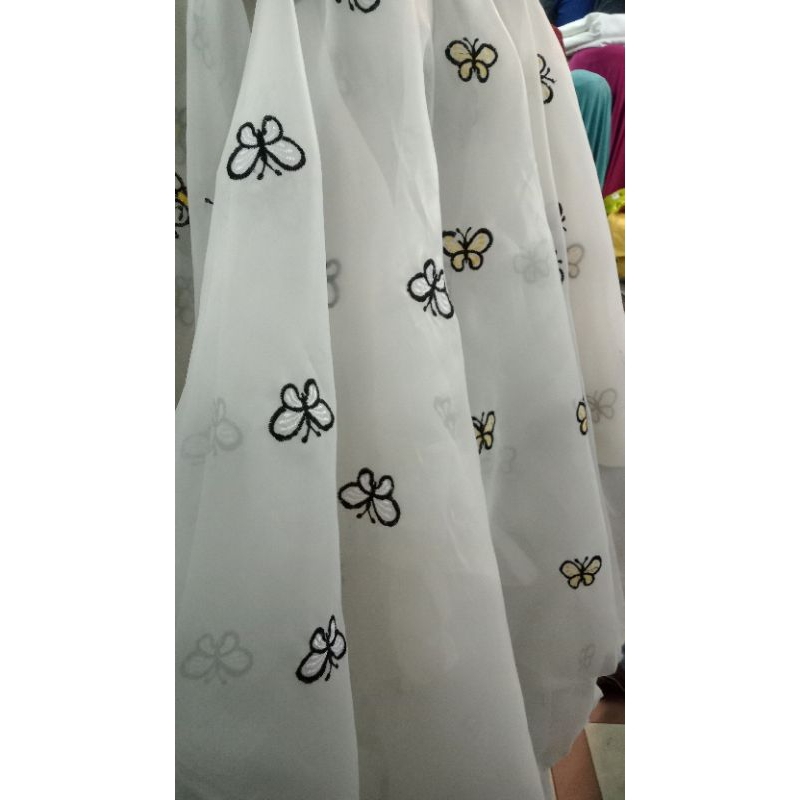 bahan / kain organza antik/ organza motif kupu-kupu import