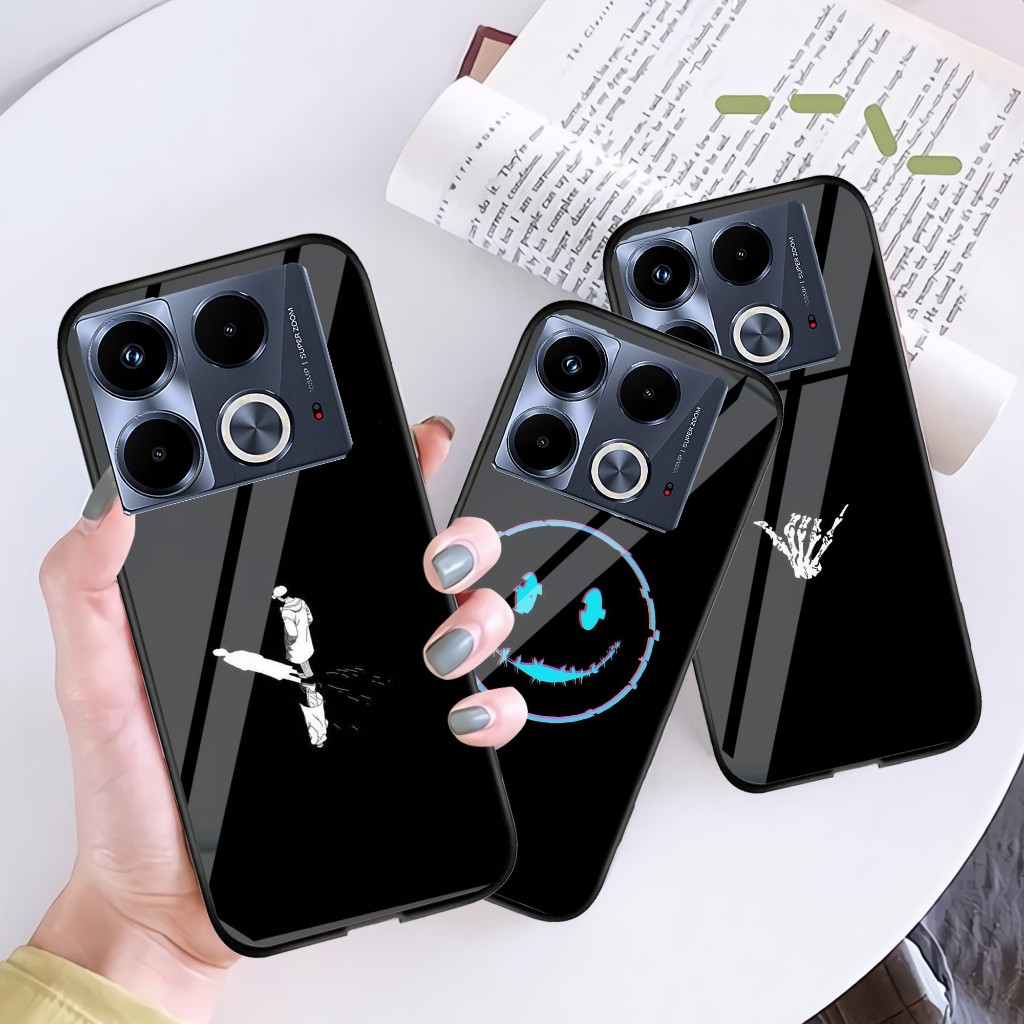 Case Infinix Note 40 Note- 40 Pro-motif hitam keren - Softcase - Casing terbaru - Softcase kaca Infi