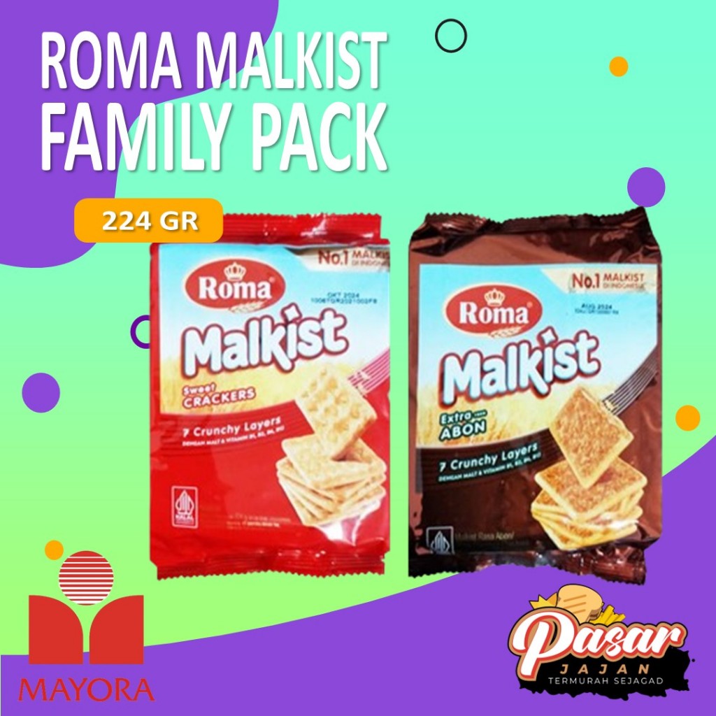 

Roma Malkist Crackers Extra Abon Family Pack / Kemasan Besar 224Gr