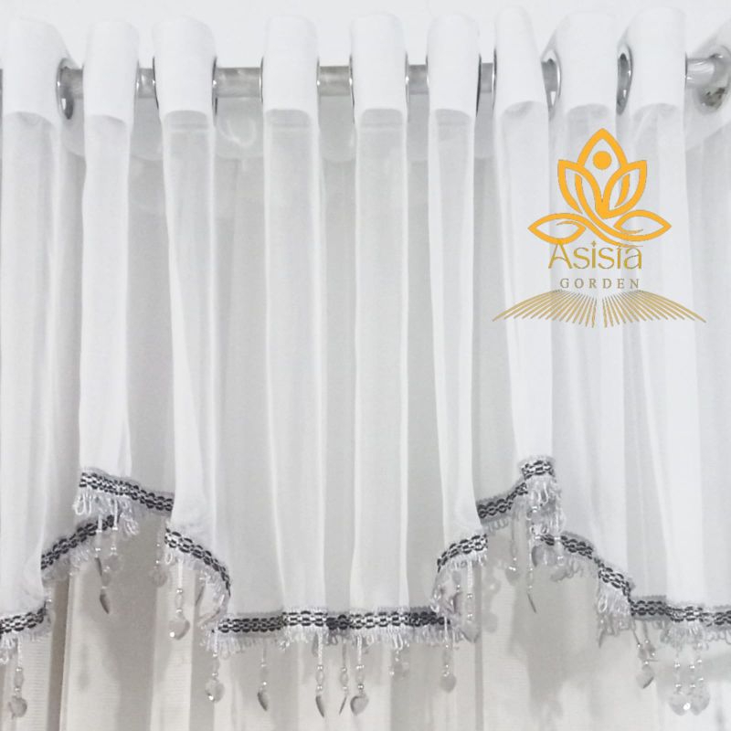 Gorden Poni Semokring Vitrase Polos Hordeng Putih Jendela Pintu Tirai Minimalis