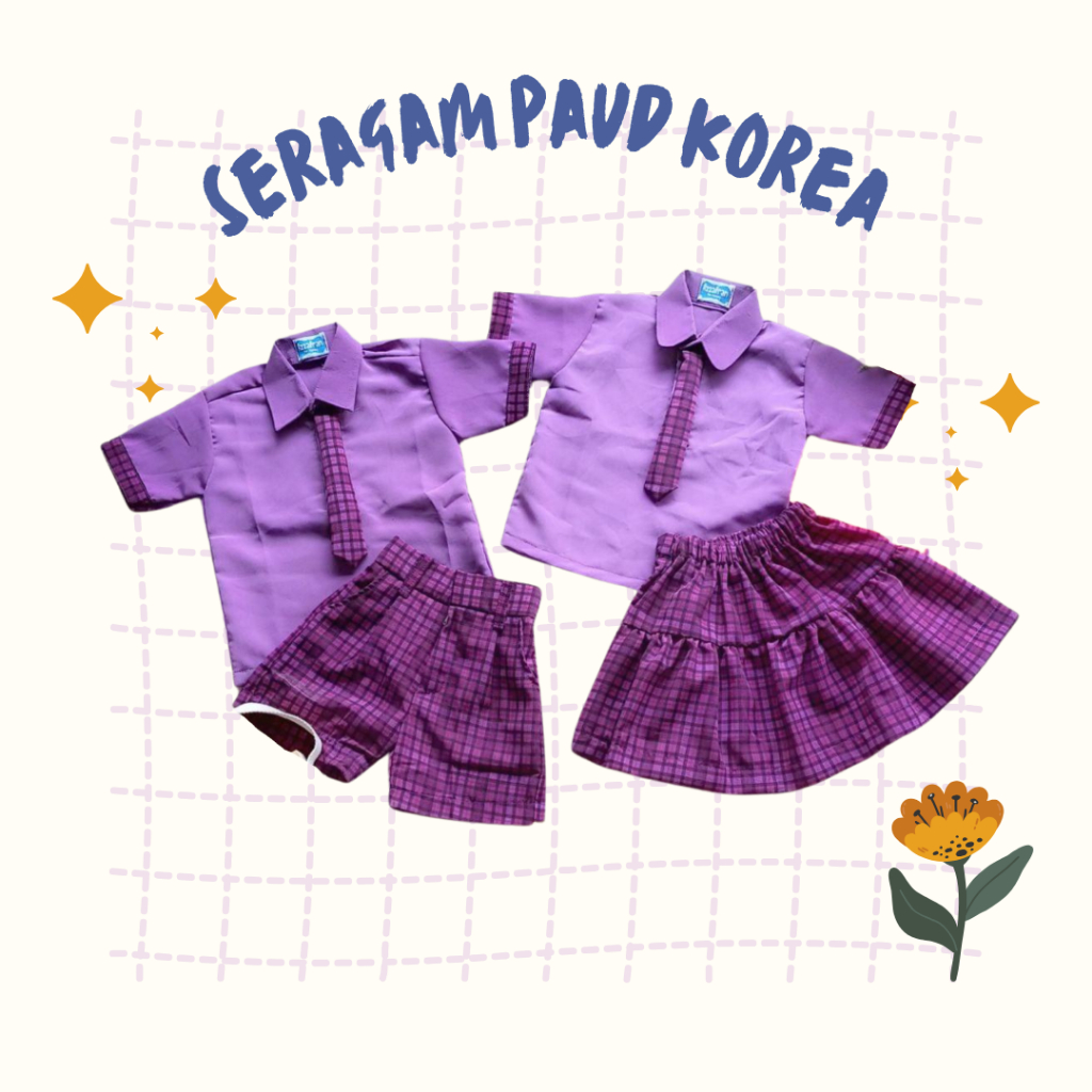 Baju Anak PAUD Setelan Seragam Anak paud nasional warna ungu muda
