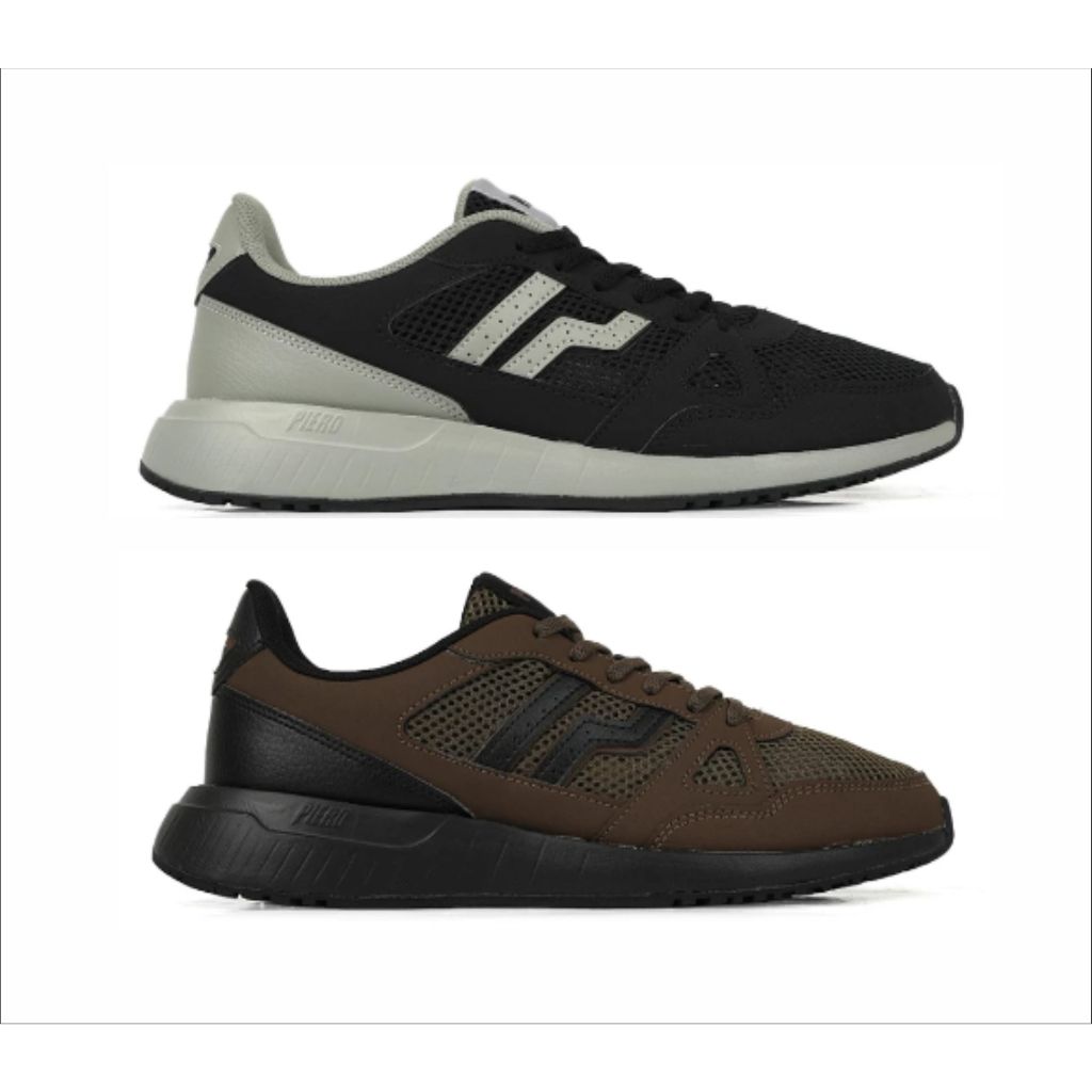 Sepatu Sneakers Casual PIERO RUSHER Brown & Rock Grey
