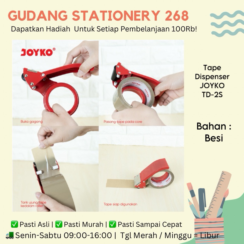 

Tape Cutter Tape Dispenser Pemotong Pita Perekat Joyko TD-2S