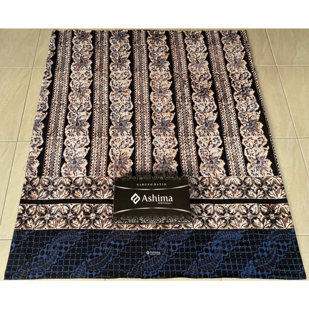 sarung ashima dewasa cap khas pekalongan as259 lurik putih kembang biru batik inkou sarung santri po