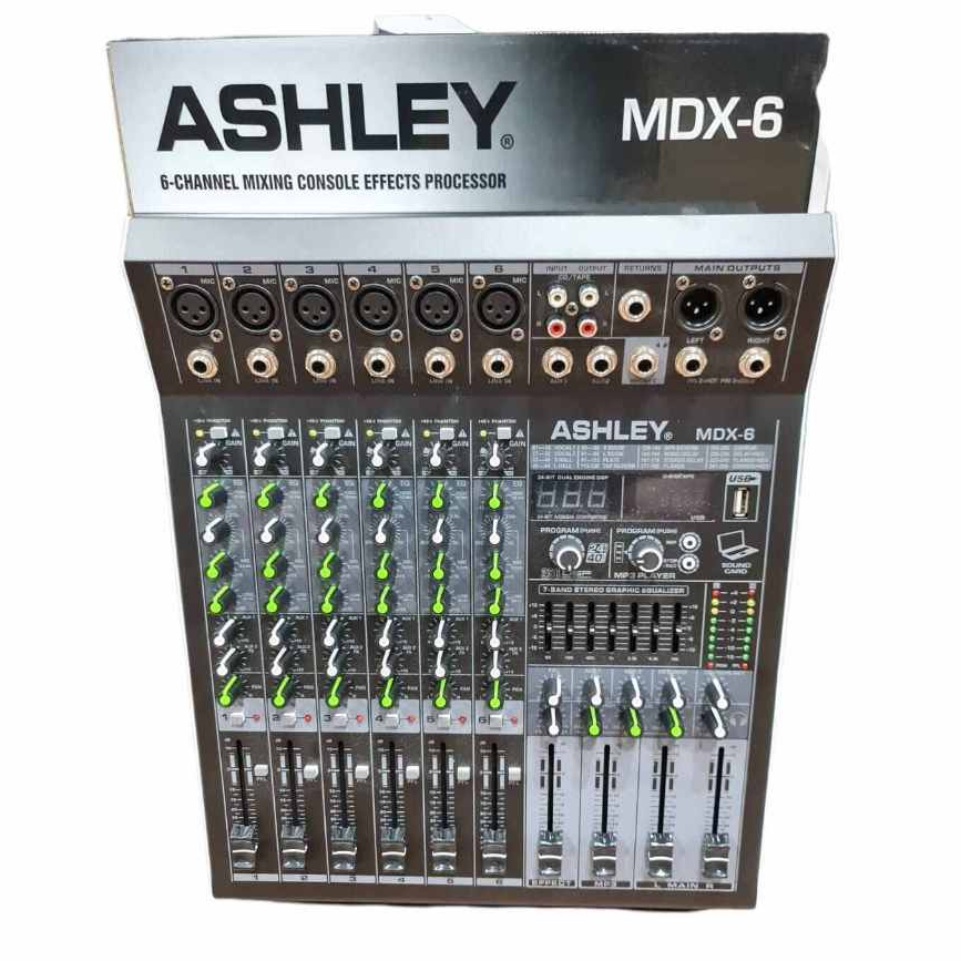 Mixer Audio 6 Channel Ashley MDX6 MDX 6 Efek Reverb USB Bluetooth Soundcard Recording Original
