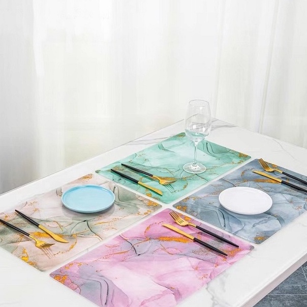 FG2 GDT28 PVC Wateroof Placemat  Tatakan Alas Piring Gelas Meja Makan Persegi Panjang Mmalis Anti Ai