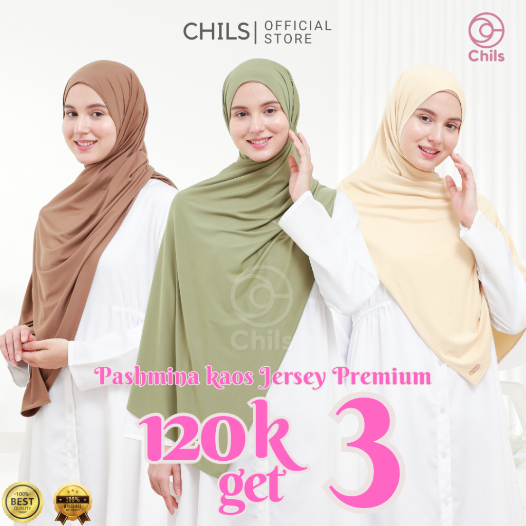 Chils Hijab - Pashmina Jersey 180 x 70 Panjang dan Lebar Hijab Premium Kerudung Jilbab