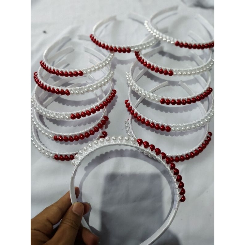 bando merah putih bando mutira bando lilit merah putih
