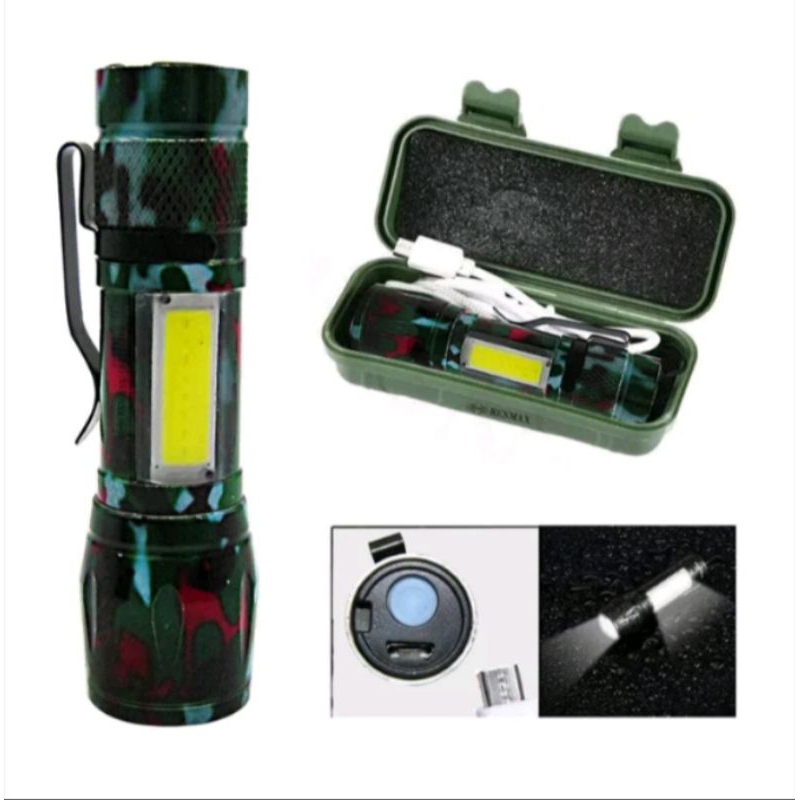 Senter Police Mini LED Cob Zoom Super Terang Mitsuyama MS-1233 Senter Army