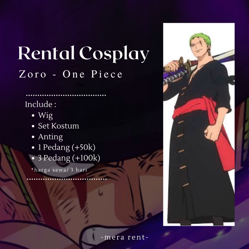 Rental Cosplay Zoro Onigashima One Piece