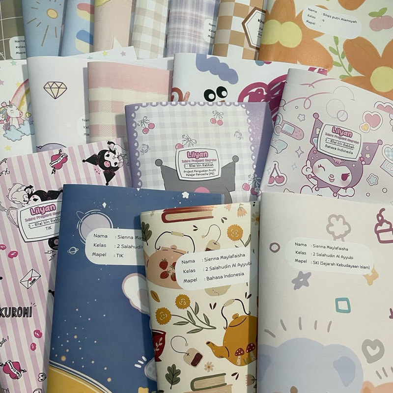 

BESTSELLER!! (ISI 5) Sampul Buku Aesthetic Custom Nama | Sampul Buku Tulis Bebas Request motif