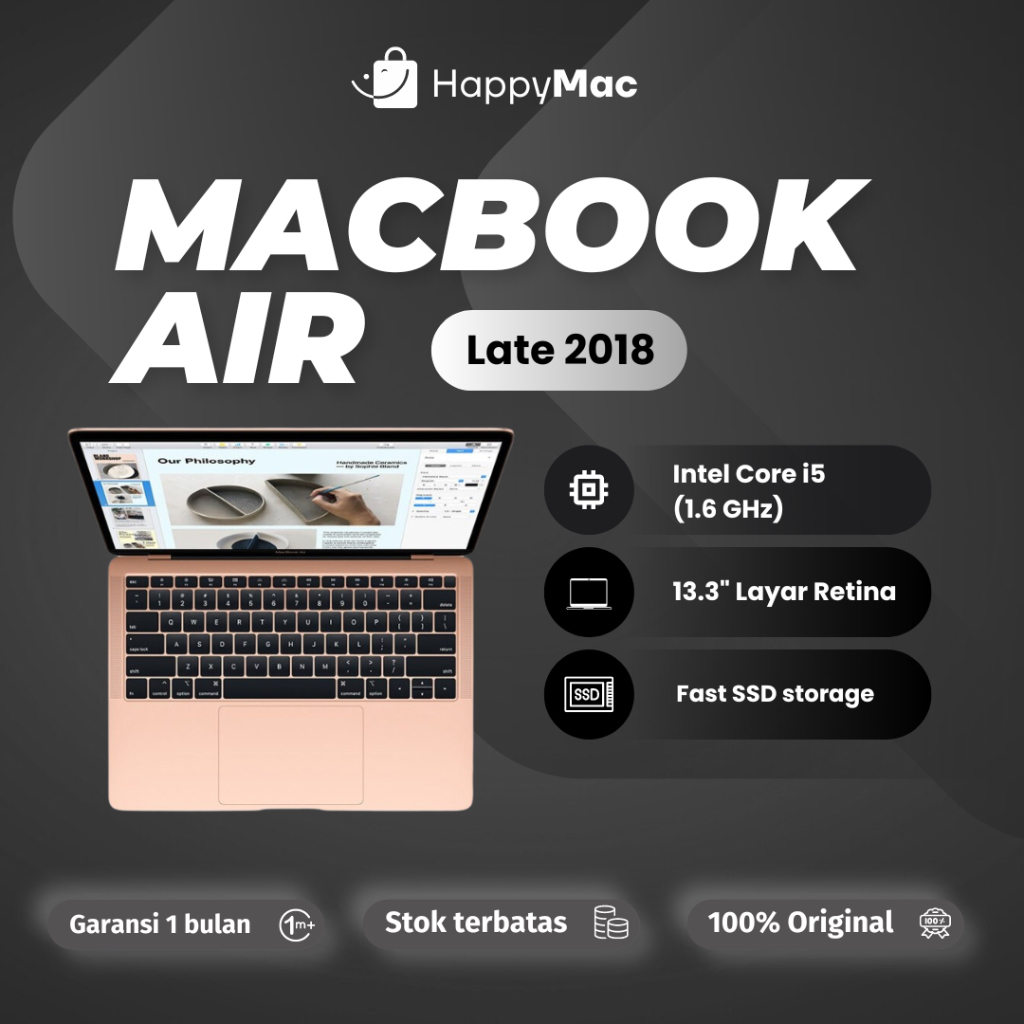 Macbook Air Retina 2018 13 Inch Core i5 128gb 256gb 512gb Second Original Bergaransi Space Grey Silv