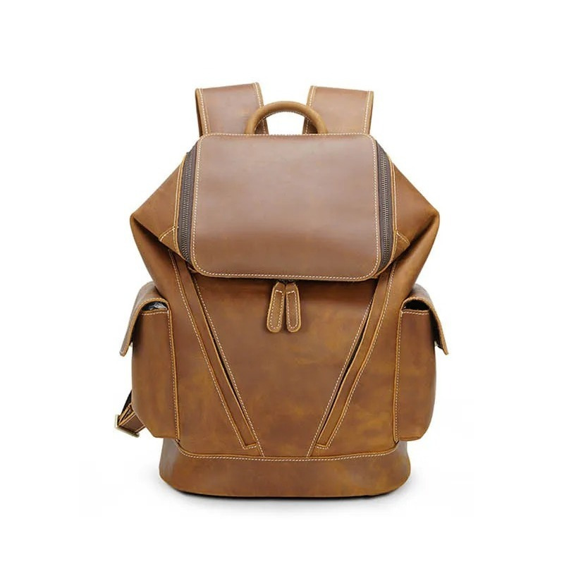 Tas Ransel Pria School - Tas Ransel Travel Kulit Asli Crazy Horse