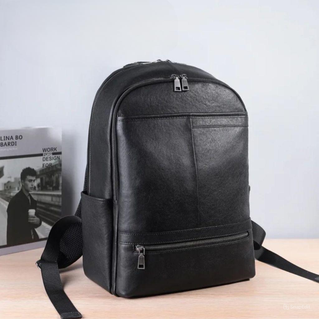 Tas Ransel Backpack Kulit Asli - Tas Ransel Simpel Pria Kulit Asli