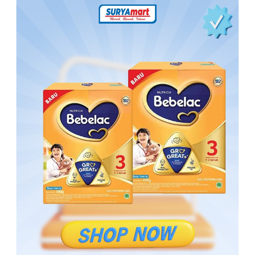 Susu Bebelac 3 Vanila Susu Pertumbuhan Bubuk 200 gr dan 400 gr