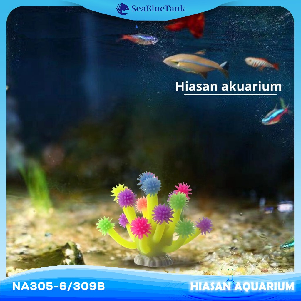 SBT Hiasan Aquarium NA305-6/309B Anemon Kecil Hiasan Jelly Silikon Aquarium