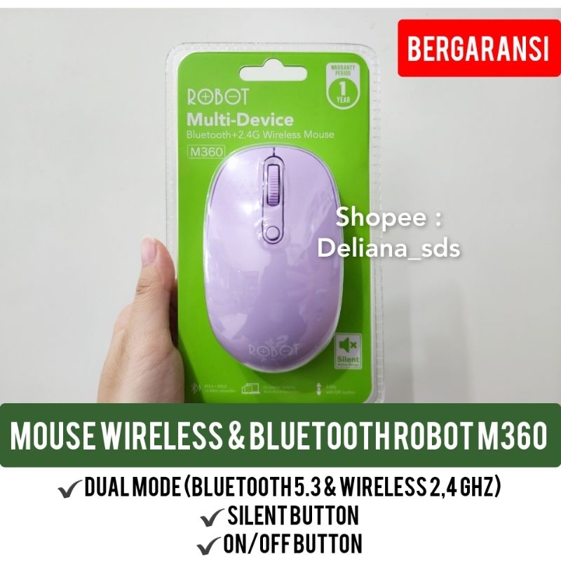 Mouse Wireless & Bluetooth Robot M360 Garansi Resmi 1 Tahun Mouse Wireless Robot M360 Mouse Bluetoot