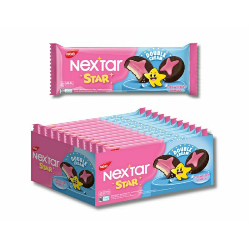 

Nextar star strawberry vanilla per box isi 10 bungkus @31g