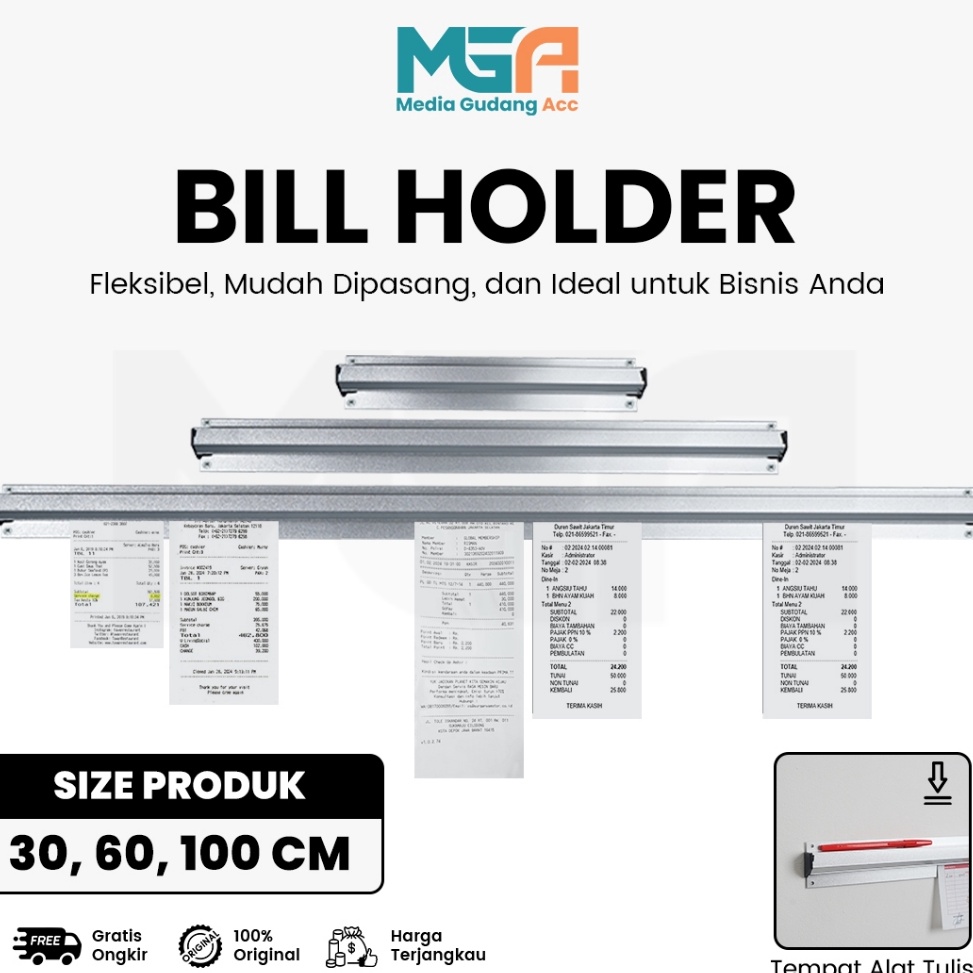 

KODE V24Z BILL HOLDER CAPITAN NOTA STAINLESS RECEIPT HOLDER PENJEPIT KERTAS BON BILL