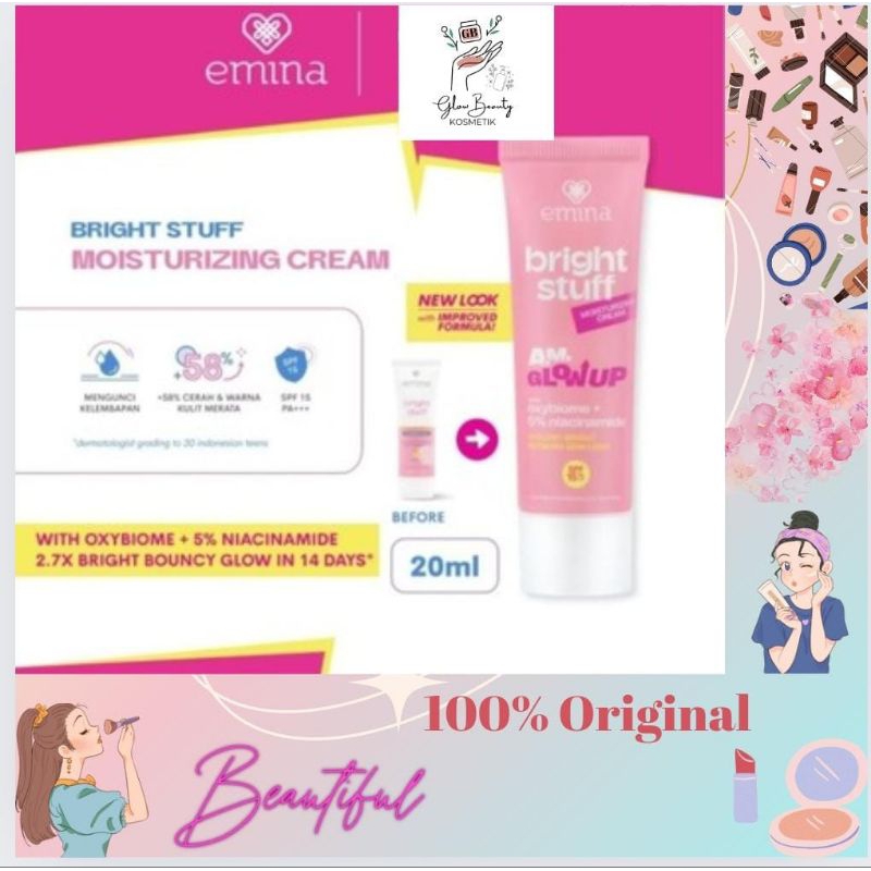 ♡GLOW BEAUTY♡ Emina Bright Stuff Moisturizing Cream 20mL - Pelembab Mencerahkan KEMASAN BARU
