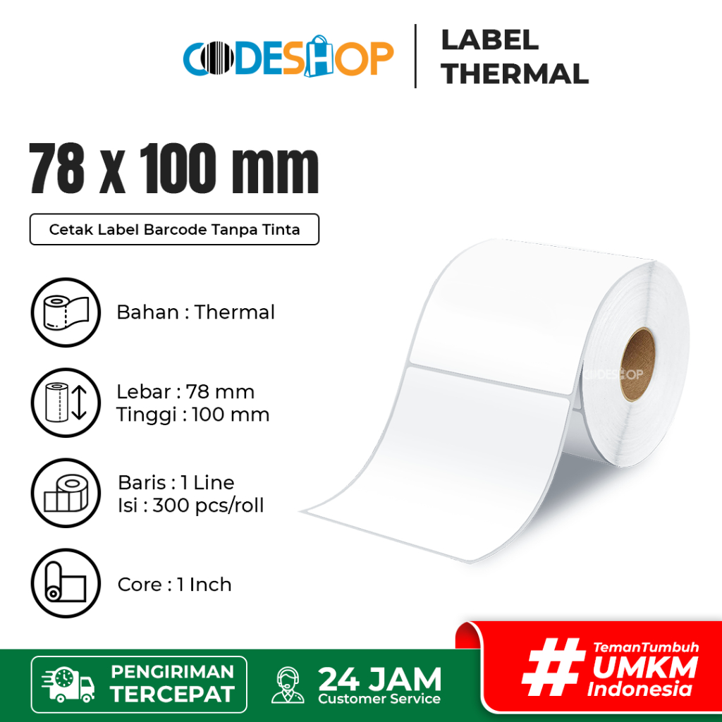 

Label Stiker Thermal ECO 78 x 100 mm Label Resi Pengiriman Isi 300 pcs