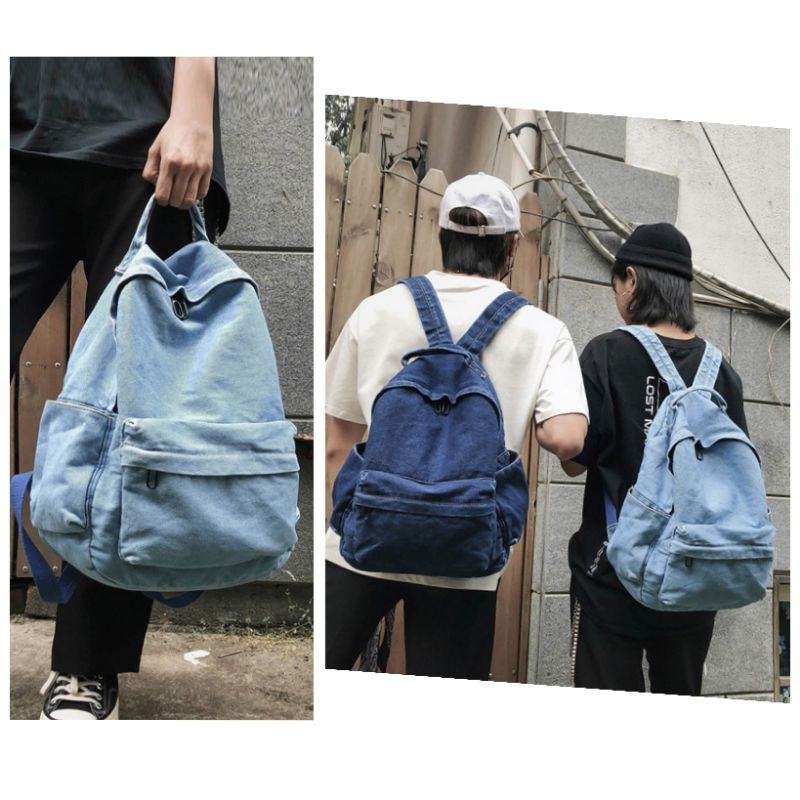 Tas Ransel Denim Mini Backpack Blue Jeans Fashion Remaja Cewek RJ203