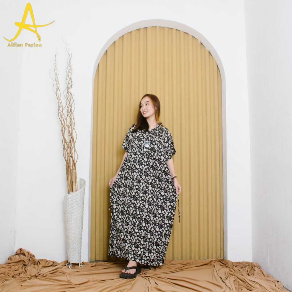Daster Kerah kekinian Terbaru Motif Bunga Sakura Busui Friendly Jumbo Kain Rayon Premium Bahan Adem