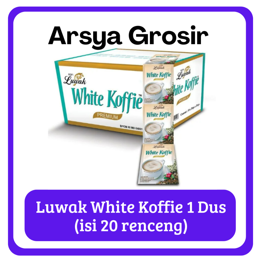 

ArsyaGrosir - Luwak White Koffie Original 1 dus (isi 20 renceng x 10 saset x 20 gram)