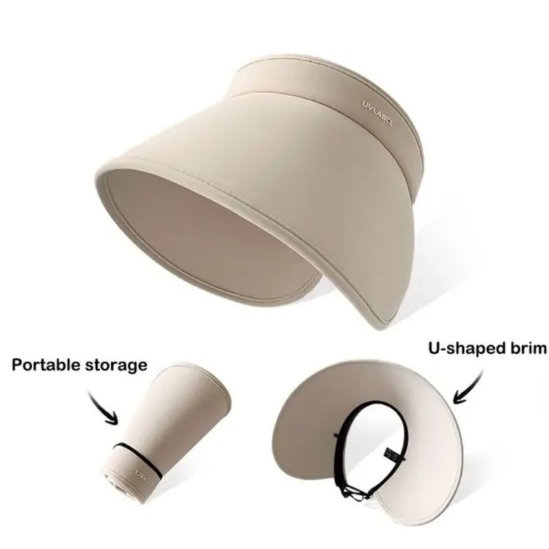 Topi Wanita Lipat Praktis Topi Golf Topi Pantai Outdoor Cream