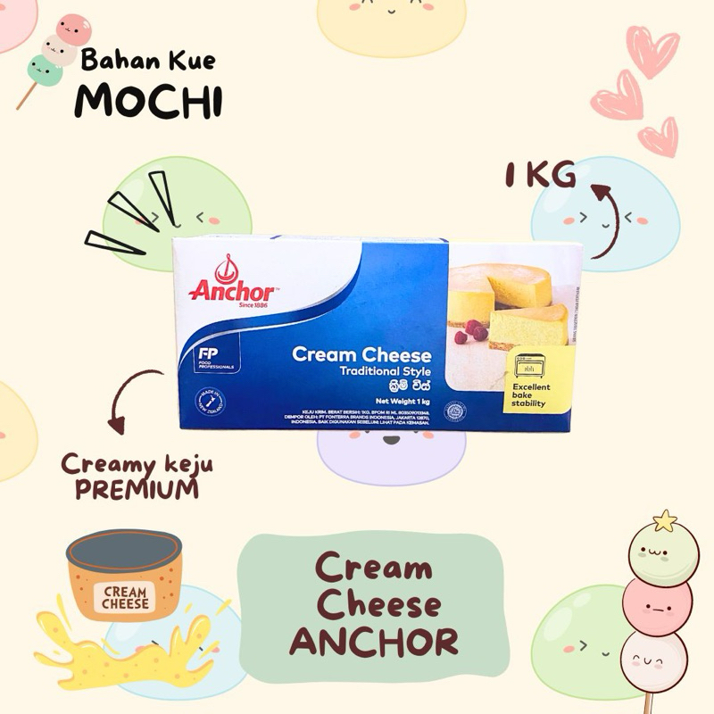 

Cream Cheese ANCHOR 1KG / Krim Keju Premium Anchor 1 KG / Cream Cheese Premium Anchor