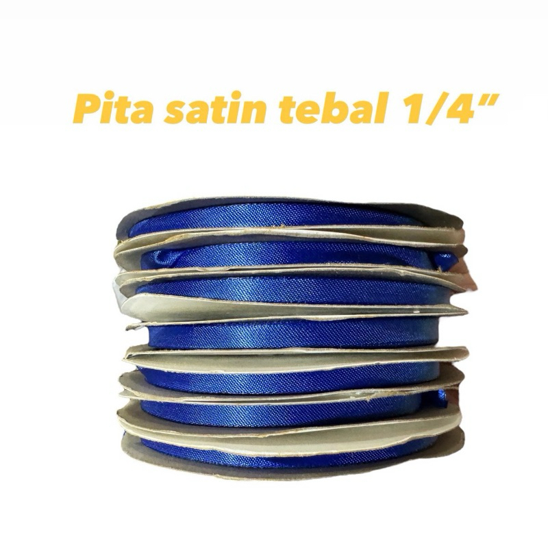 

Pita Satin Tebal Import Blue 1/4inch per roll