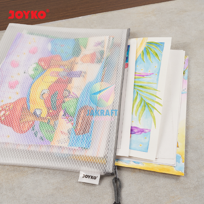 

(1 Pcs) Document Bag Jaring Zipper JOYKO DCB-46 B4 Putih Semi Clear Transparan Laptop Dokumen File A4 & F4 Folio Stationery Pouch Resleting Tahan Air