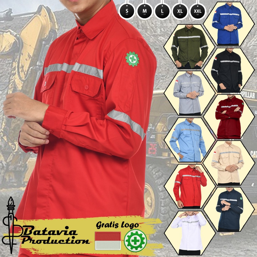 Baju kemeja wearpack atasan Safety K3 Proyek infrastruktur  tambang lengan panjang Katelpak seragam 