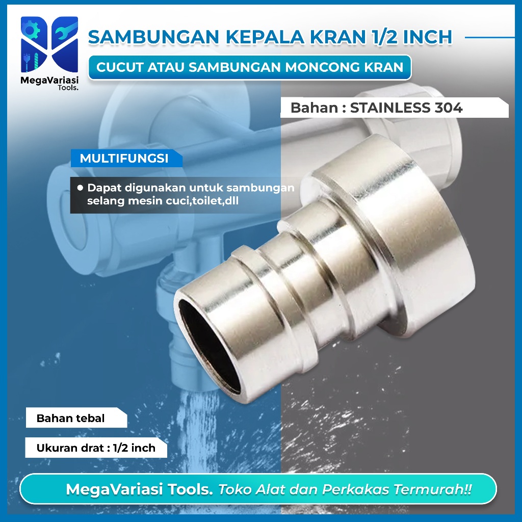 Sambungan Kepala Kran Selang Air & Cucut Aerator Mesin Cuci Spare Part Stainless Stenlis Conector Ke