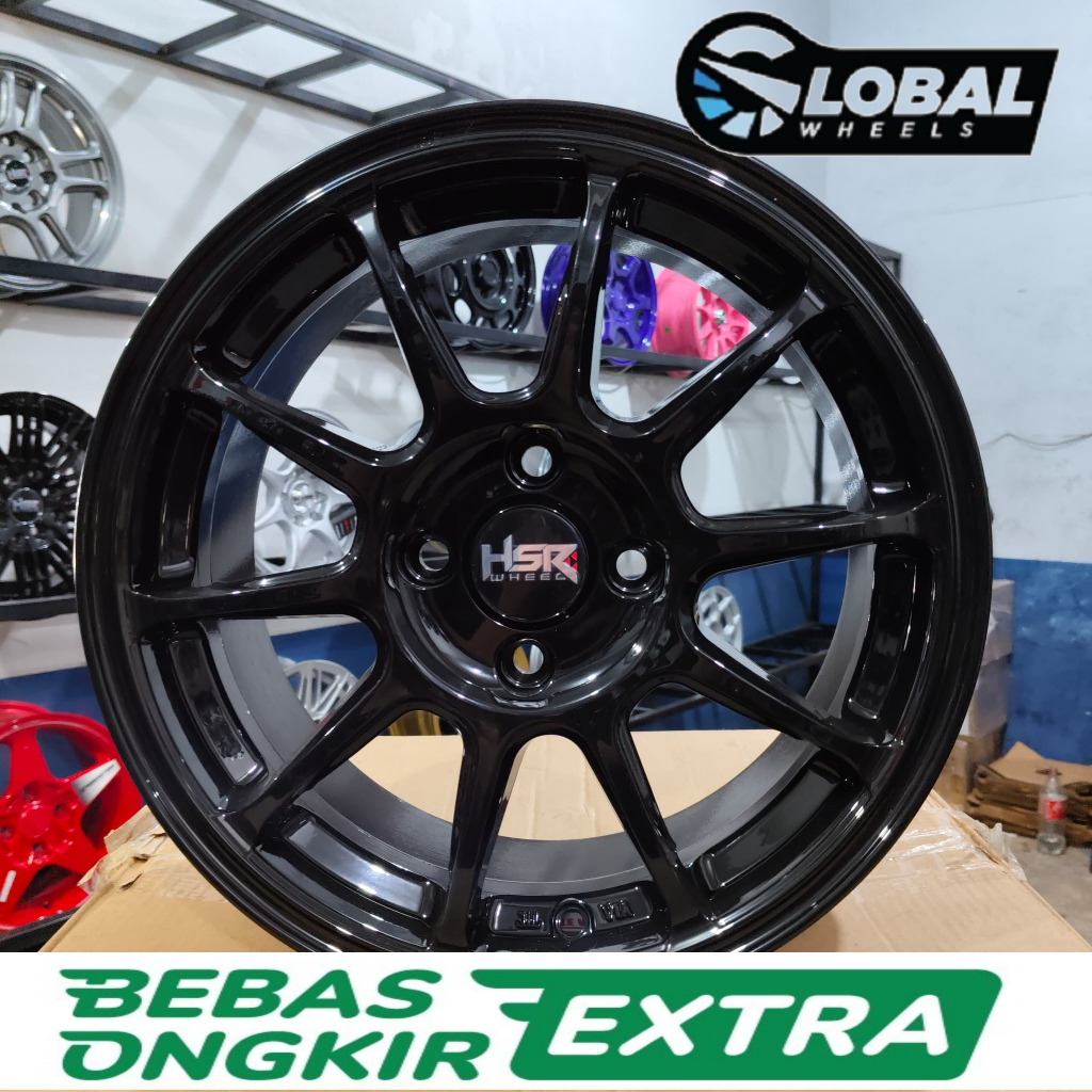 HSR velg brio ring 15 lebar 7 et 42 hitam glossy |velg mobil city vios agya sigra swift dll