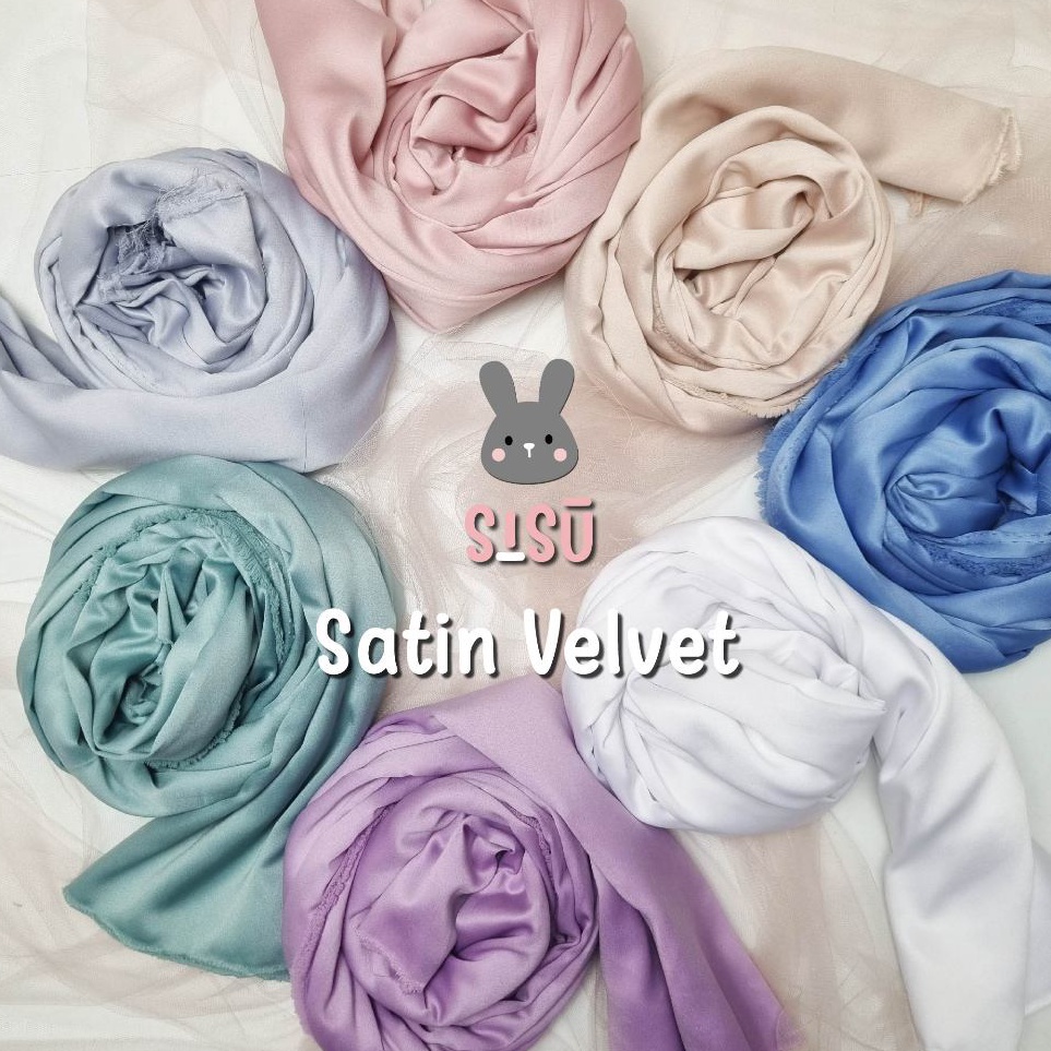 KODE G25J 1 Meter Kain Satin Sutra Velvet Bahan Dress Bridesmaid Kebaya Furing Hijab Warna Sage Gree