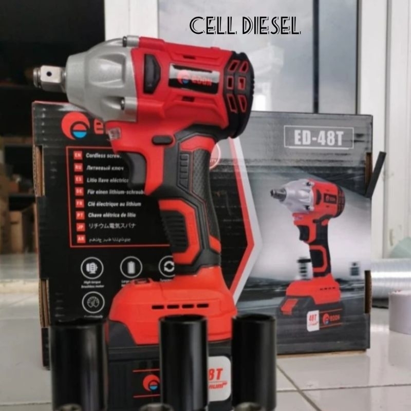 mesin impact batre cordless EDON ED-48T alat buka baut batre