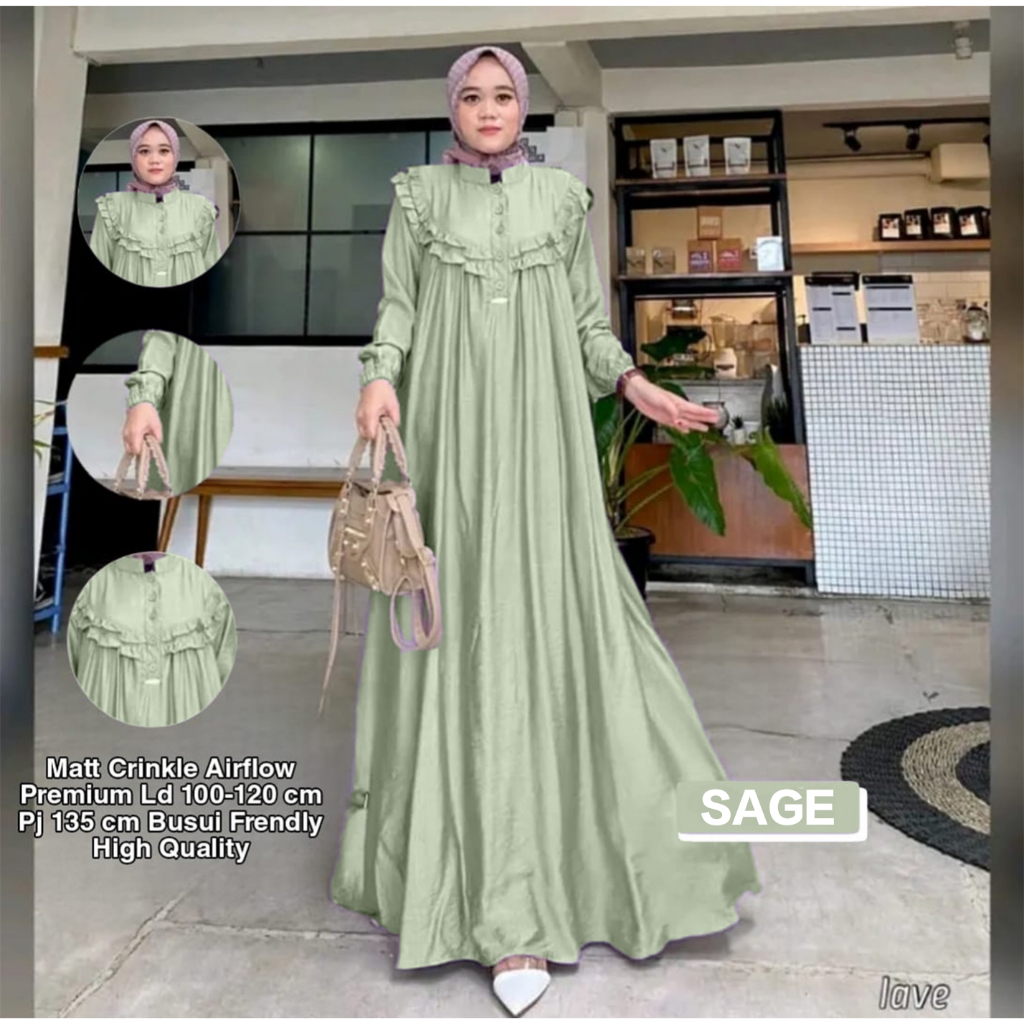 Gamis Wanita Dewasa Jumbo Bahan Crinkle Airflow Premium