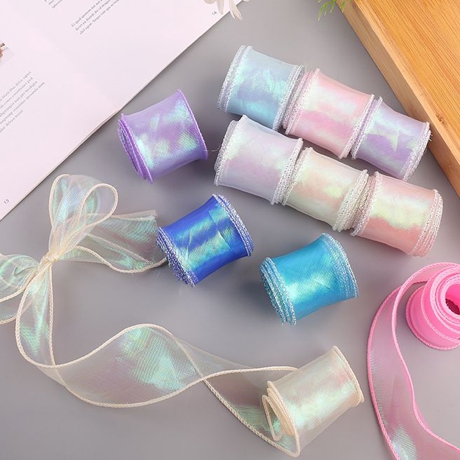 

KP8 1 ROLL 1 Yard Pita Hologram Fishtail Ribbon Pita Dekorasi PITA BOUQUET Ribbon fish tail