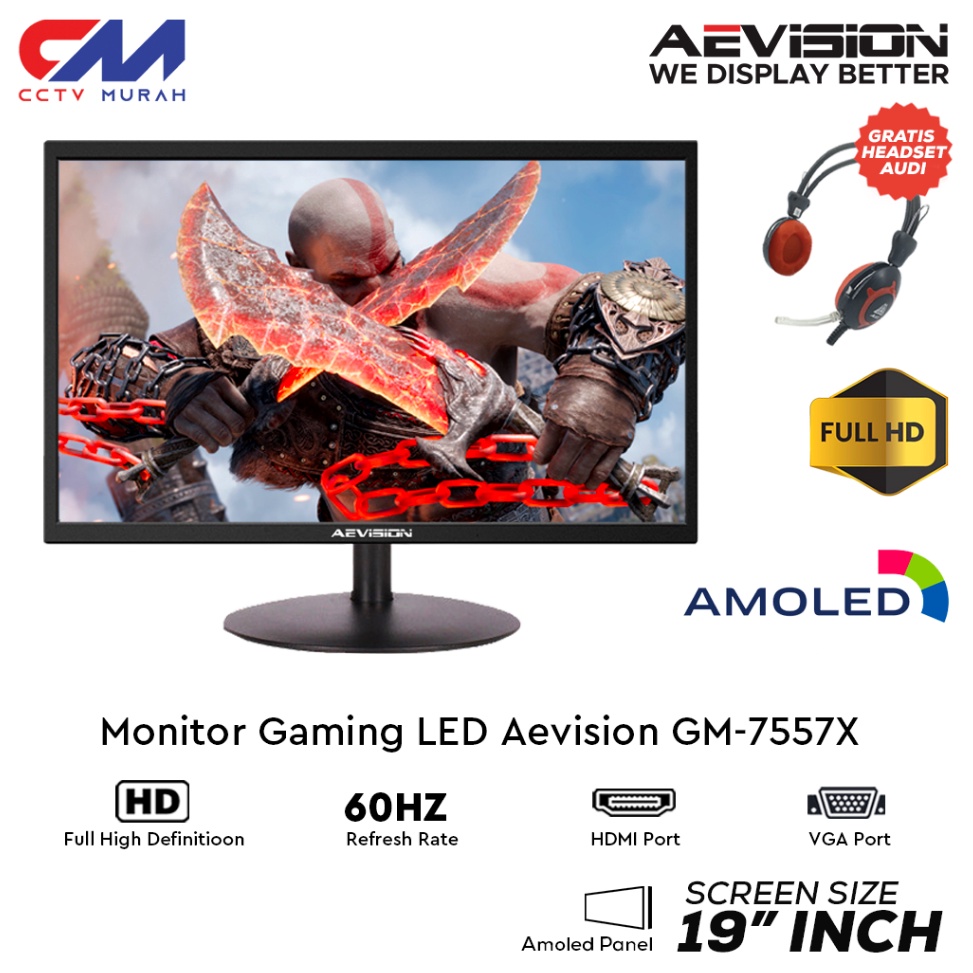 MONITOR LED AEVISION 19  MONITOR CCTV DAN PC  MONITOR 19 AEVISION a D4V7
