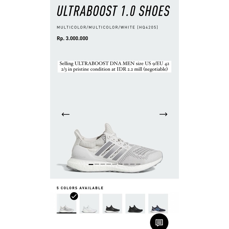 Adidas Preloved Ultraboost DNA Silver Men Original