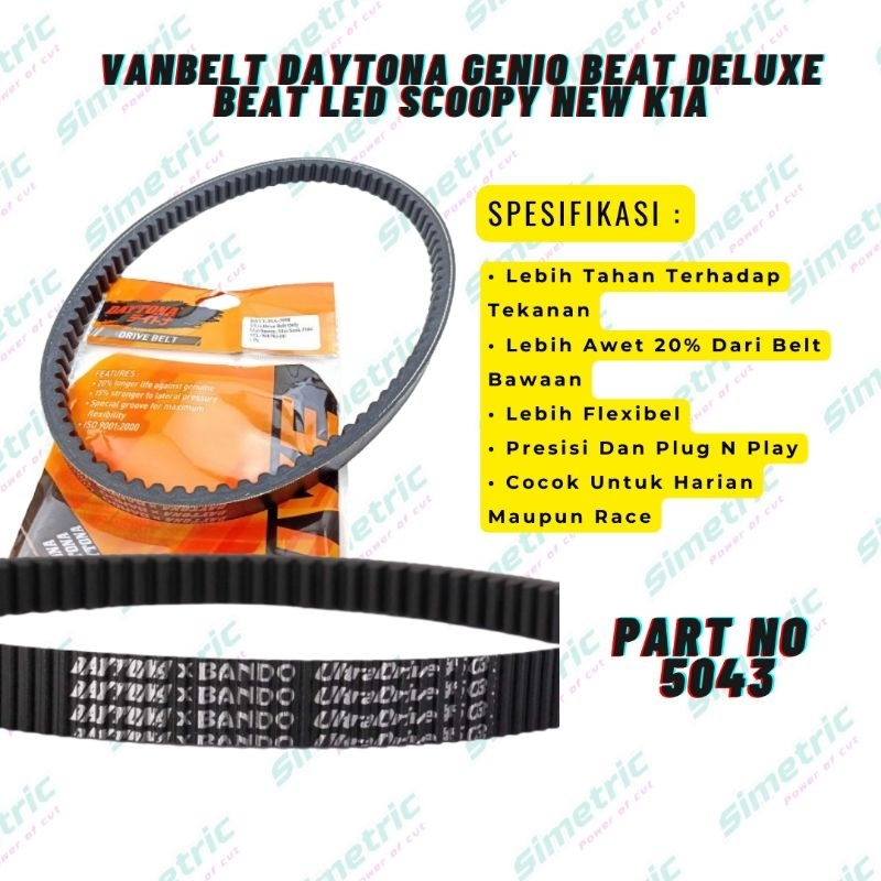 Vanbelt Only Genio Beat Deluxe Original Daytona Racing Vbelt V-belt Only Beat Deluxe Genio Daytona R