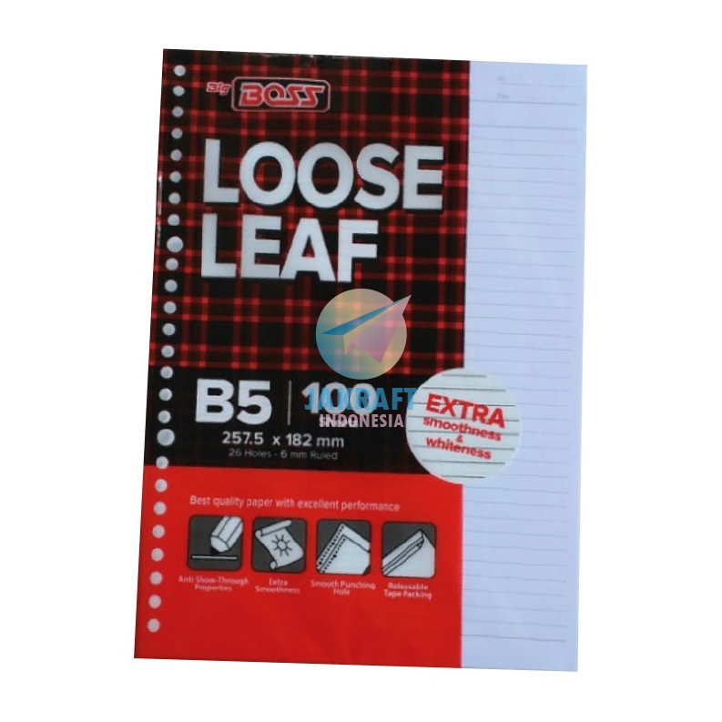 

EKSKLUSIF 1 Pcs Loose Leaf B5 BIG BOSS Kertas File Refill Isi Binder Note Bergaris 26 Lubang Ring Rings