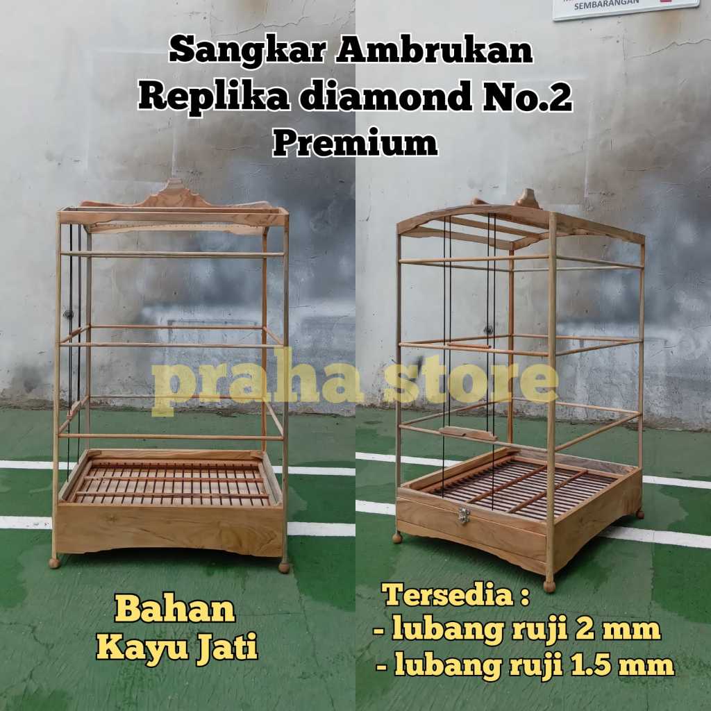 sangkar diamond ambrukan kayu jati