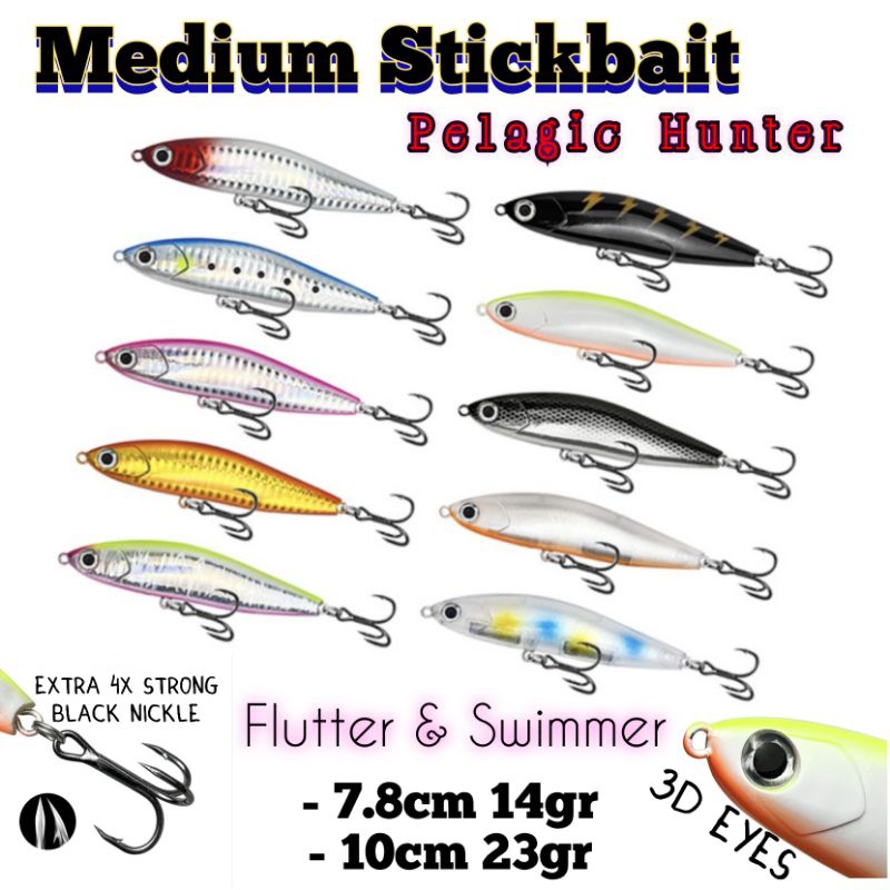 Swimbait Flutter Stick Pencil 7,8cm-14gr 10cm-23gr Bukan Strom Gomoku Umpan Andalan GT