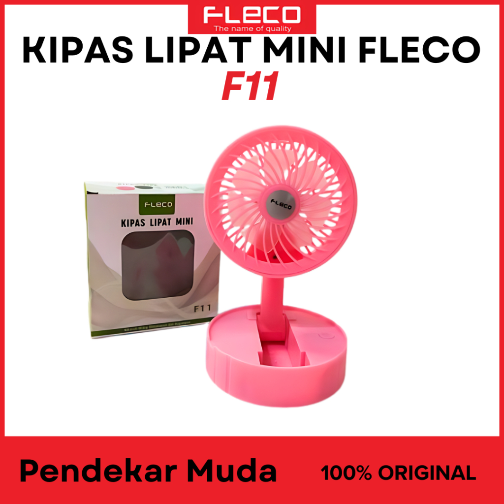 Kipas angin lipat mini portable serbaguna, Merek FLECO F11