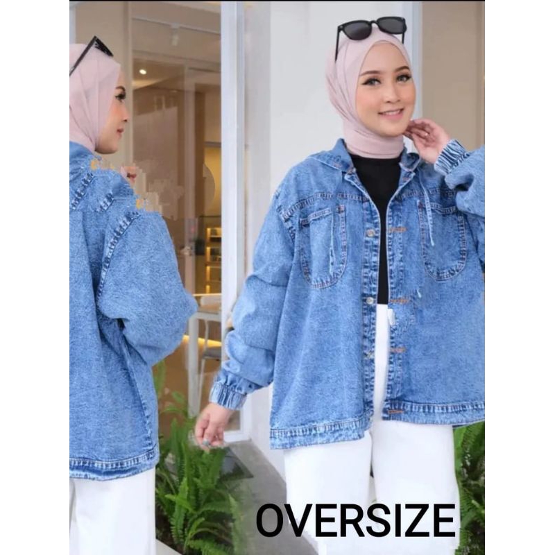 JAKET JEANS CEWEK HOODIE OVERSIZE ( JAKET HOODIE JEANS BIG SIZE)