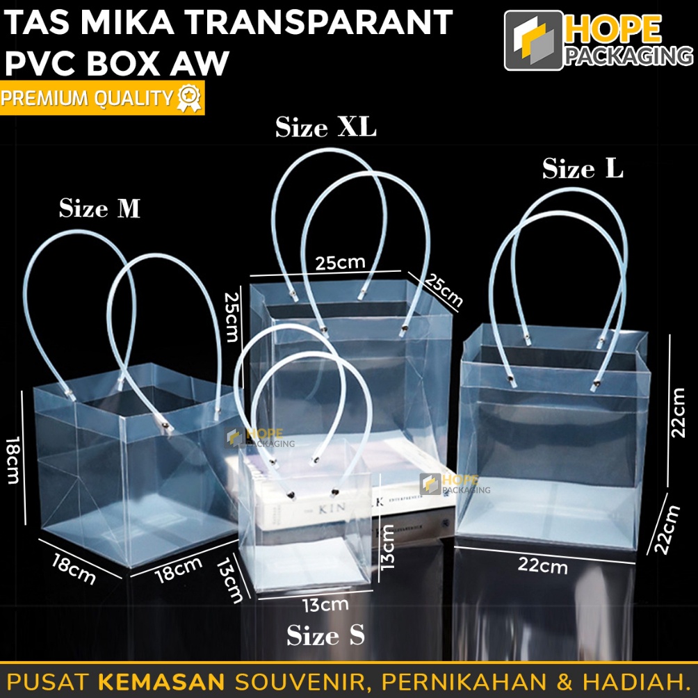 

EKSTRA PROMO Tas Mika Transparant PVC Box AW Kantong Hampers Gift Bag Goodie Bag Premium Kantong Bunga Paper Bag Souvenir Ulang Tahun Hampers Gift