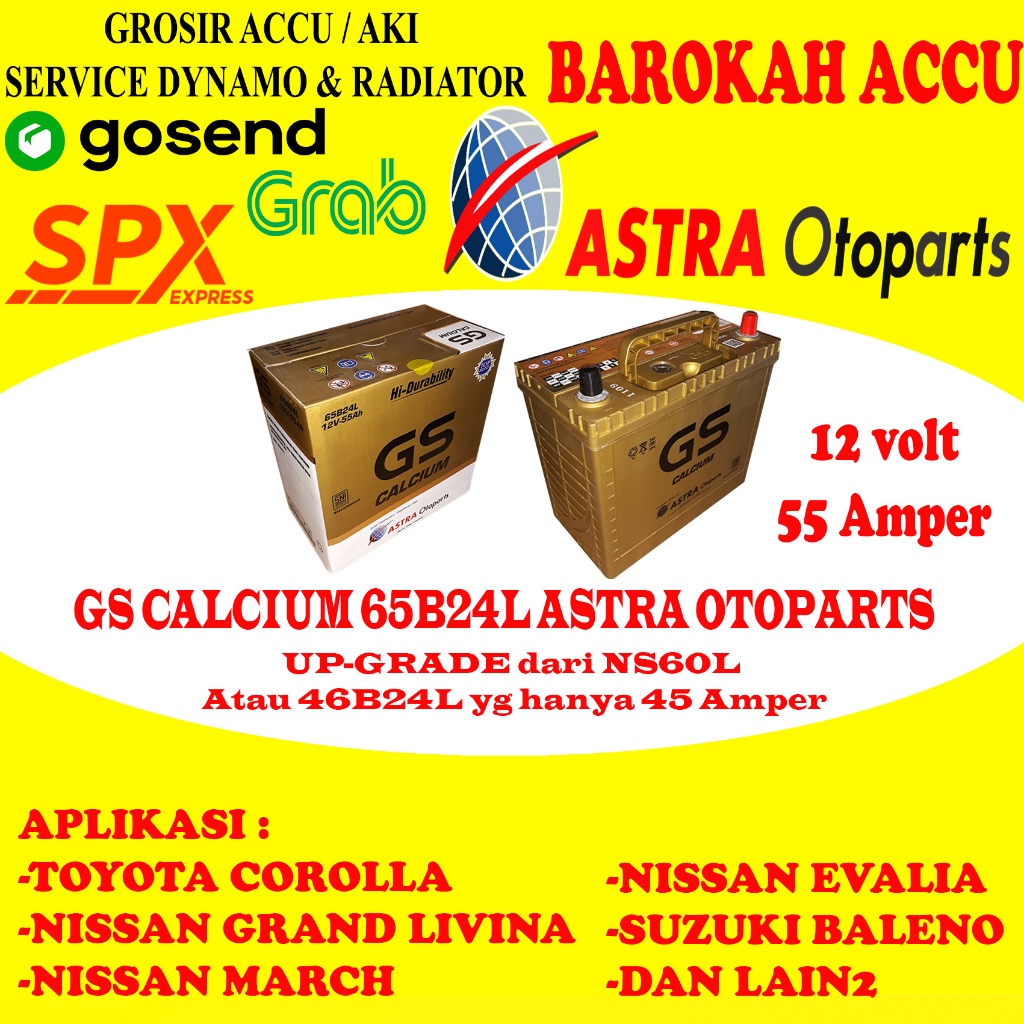 AKI GS ASTRA GS CALCIUM 65B24L , 55 AH